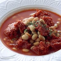 トマトのコンビーフと大豆のスープ