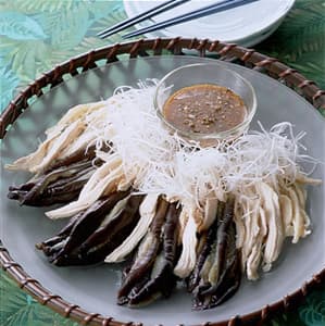 蒸し鶏と蒸しなすのあえもの