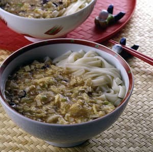 たらのピリ辛あんかけうどん
