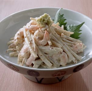 ごぼうと小えびの粒マスタードマヨネーズあえ