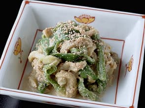 焼きなすとピーマンのごま酢あえ