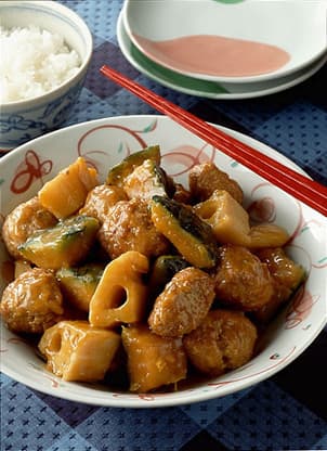 肉だんごとかぼちゃの甘辛煮