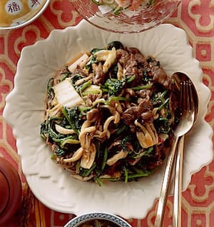 ほうれん草と牛肉のキムチ炒め
