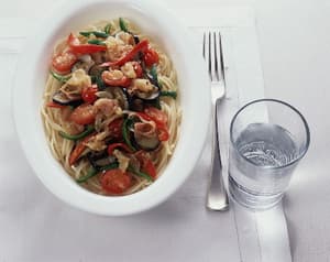 夏野菜とベーコンのスパゲティ