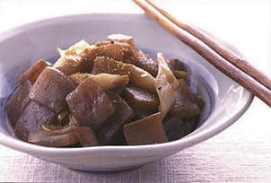 こんにゃくとねぎの甘辛煮