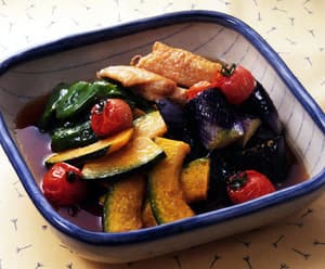 夏野菜と手羽中の揚げびたし