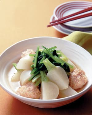 かぶと鶏だんごの煮もの