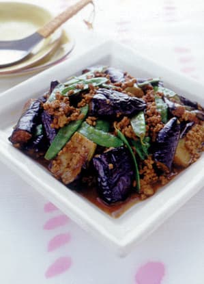 ひき肉となすのカレーじょうゆ煮