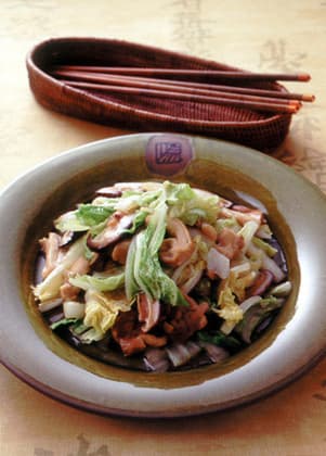 白菜と鶏肉のオイスターソース炒め