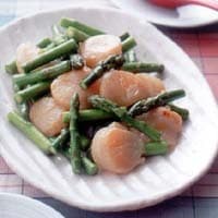 アスパラと帆立ての塩味炒め