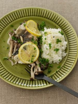 白身魚ときのこのレンジ蒸しプレート