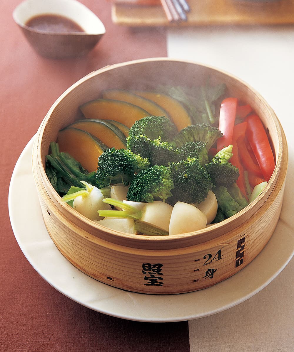 いろいろ蒸し野菜レモンしょうゆだれ